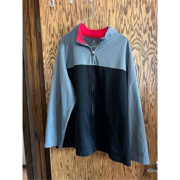 Land’s End Black & Grey Full Zip Long Sleeve Top Mens Size 2X - Picture 1 of 5